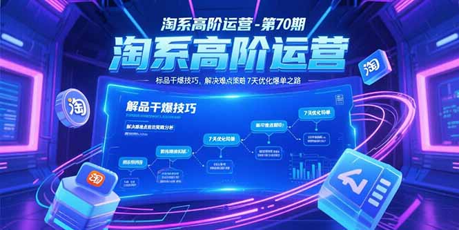 淘系高阶运营-第70期，标品干爆技巧，解决难点策略，大佬操盘方法-优优云网创