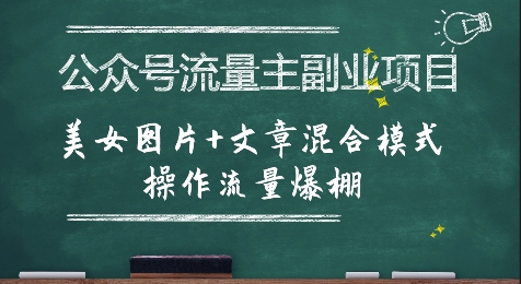公众号流量主副业项目，美女图片+文章混合模式操作流量爆棚-优优云网创