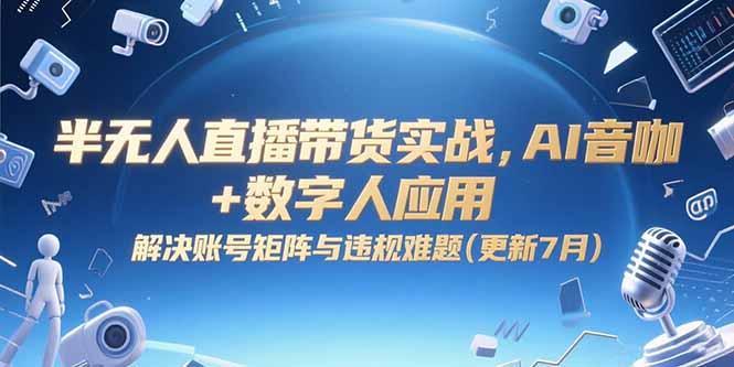 半无人直播带货实战，AI音咖+数字人应用 解决账号矩阵与违规难题(更新7月-优优云网创