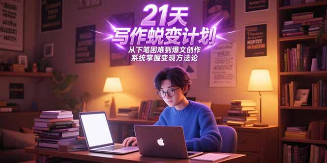 21天写作蜕变计划，从下笔困难到爆文创作，系统掌握变现方法论-优优云网创